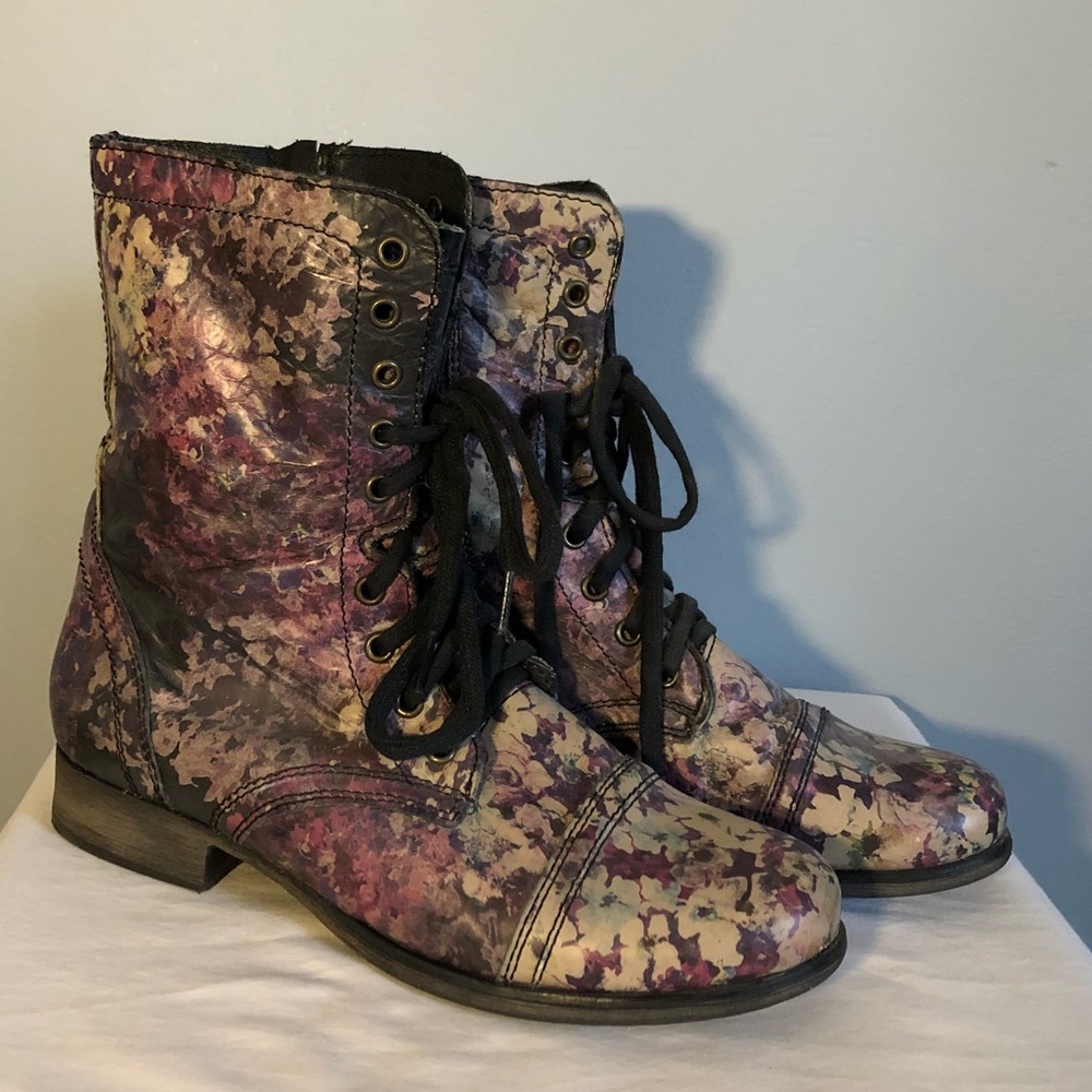 Steve Madden Floral Combat Boots